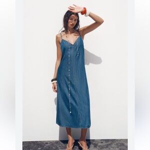 Zara Blue Denim Maxi Dress